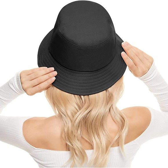 Sun Bucket Hat Black Wide Brim Sun Protection X002R3IWHH - Picture 5 of 6